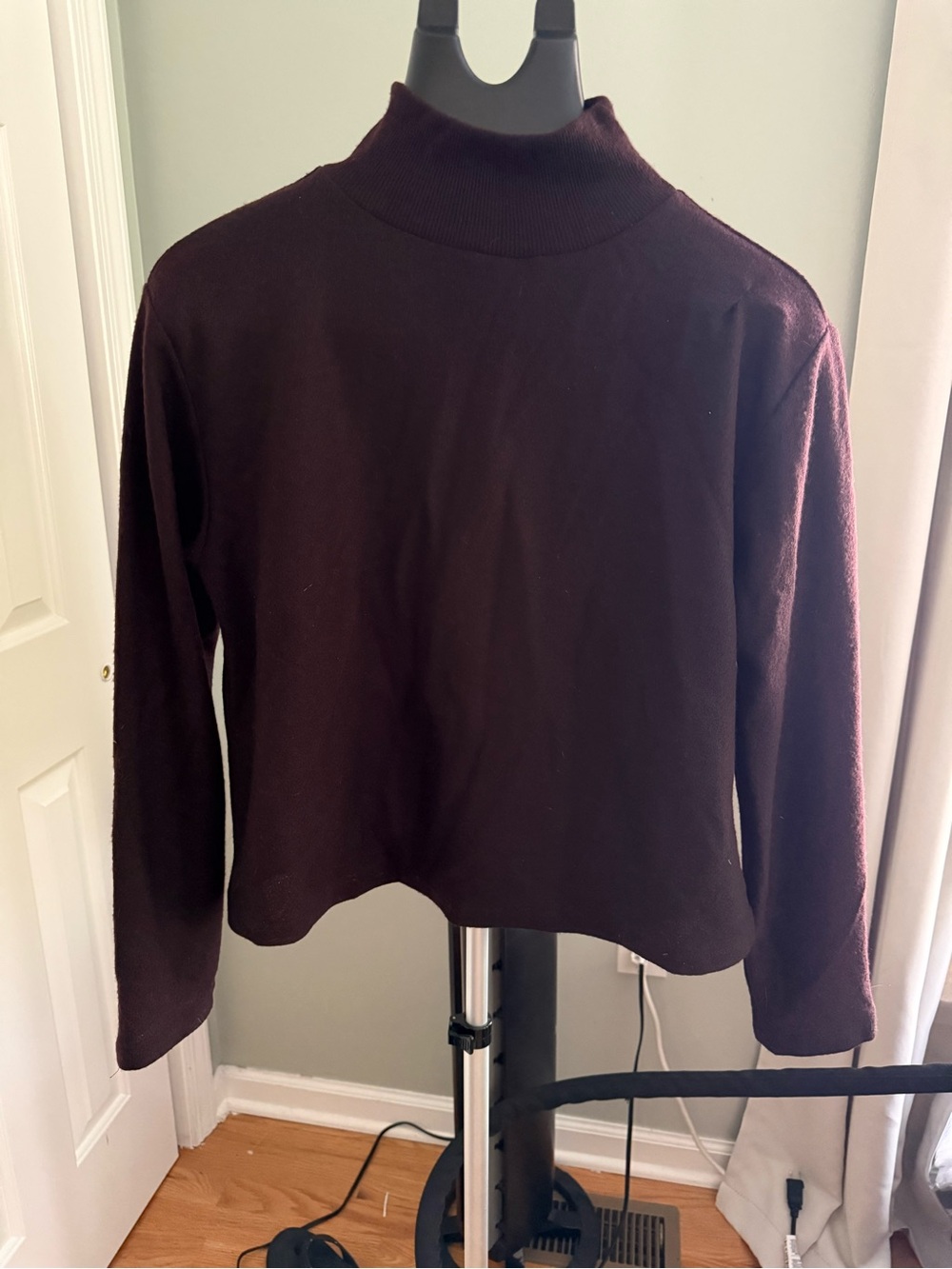 Eileen Fisher 100% Wool Mock Neck Sweater Brown USA Minimalist Medium M